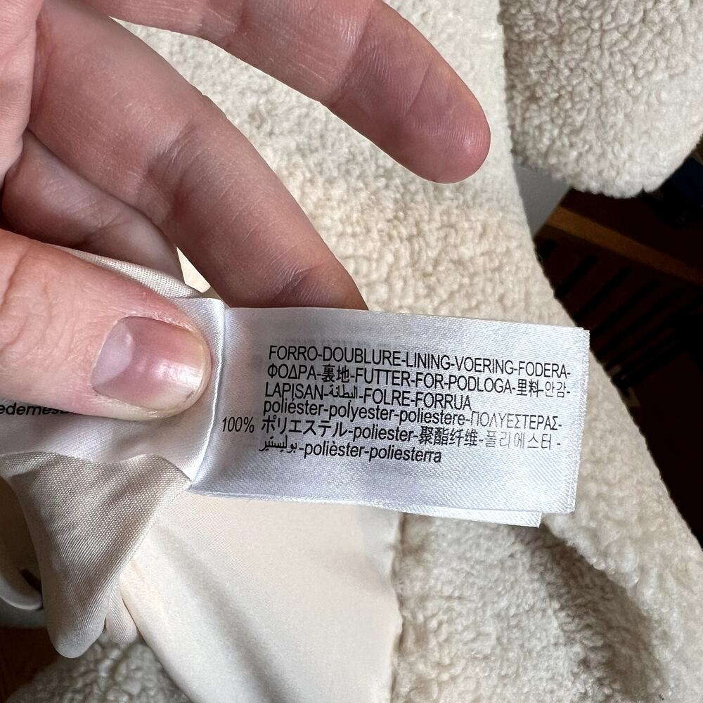 Zara Cream Long Teddy Coat - Picture 5 of 7